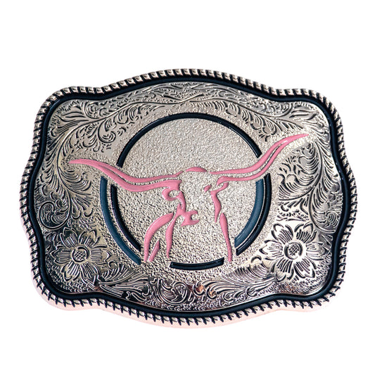TB-46P Brigalow Longhorn Buckle Pink Enamel Lines