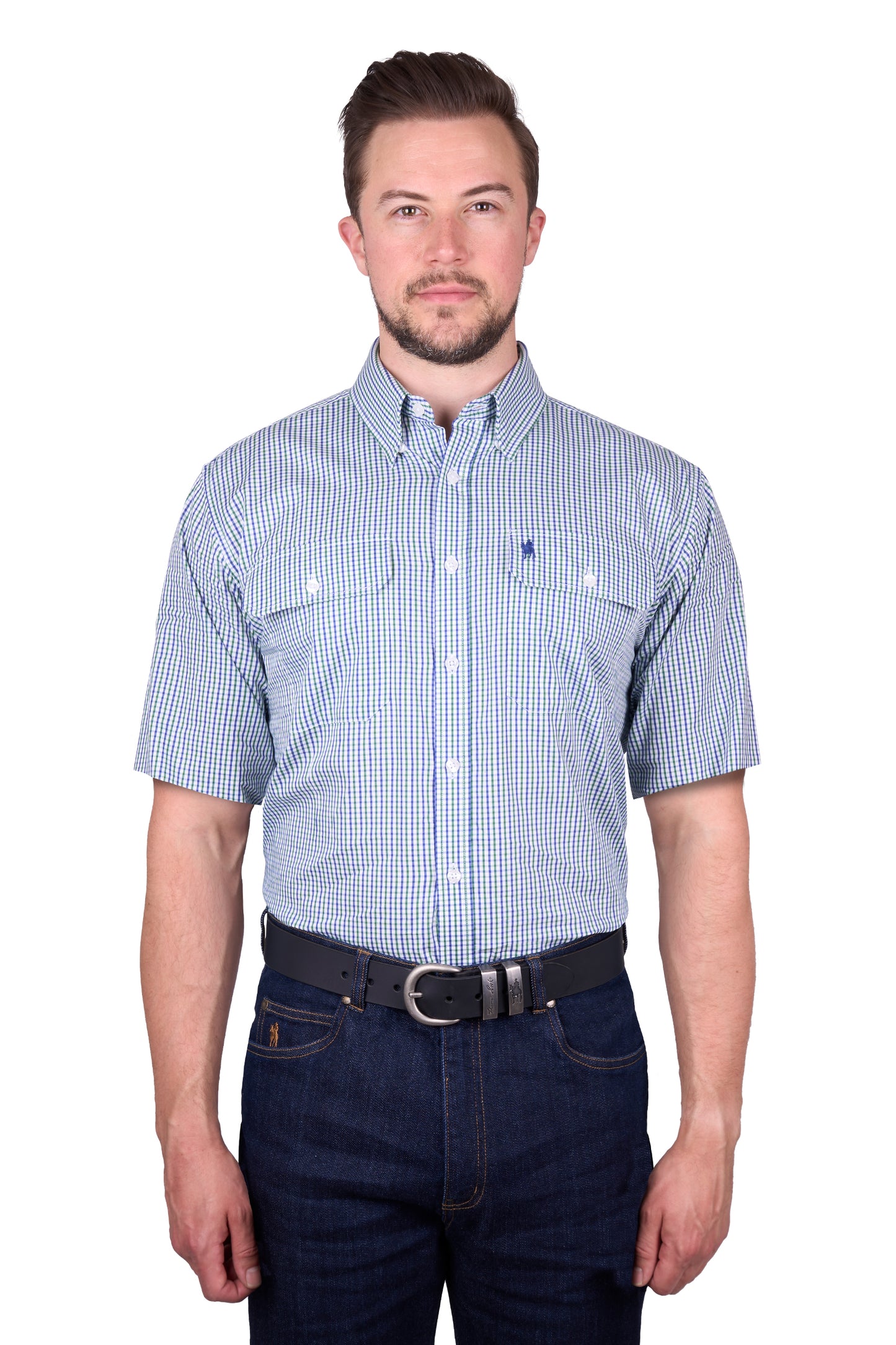 TCP1110158 Thomas Cook Men's Wentworth SS Shirt Royal Blue & Green