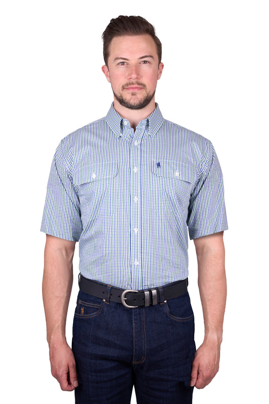 TCP1110158 Thomas Cook Men's Wentworth SS Shirt Royal Blue & Green