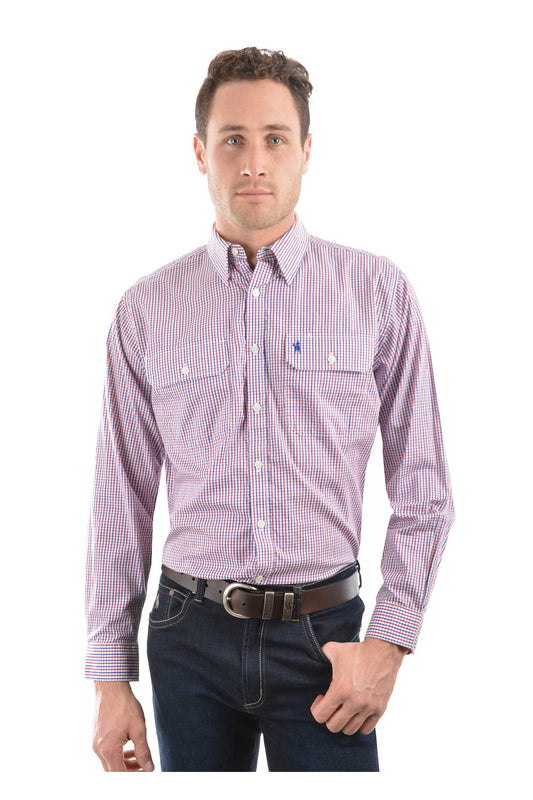 TCP1115158 Thomas Cook Men's Wentworth LS Shirt Royal Blue & Red