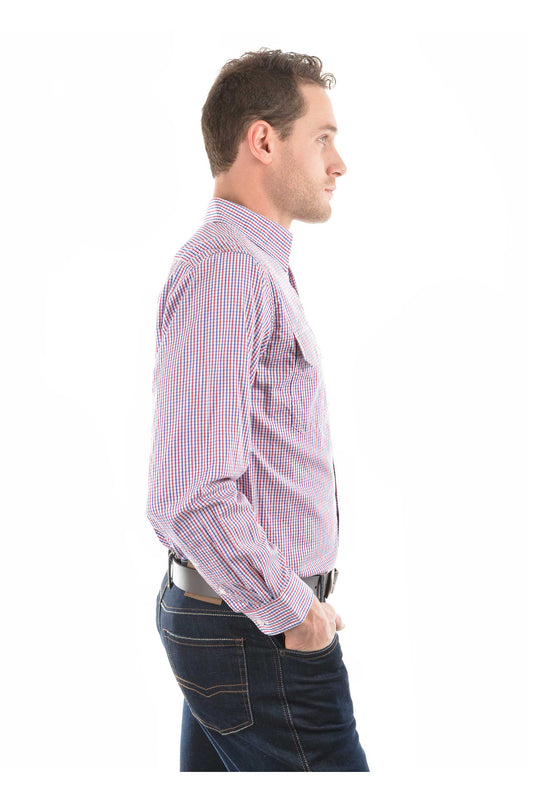TCP1115158 Thomas Cook Men's Wentworth LS Shirt Royal Blue & Red