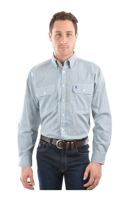 TCP1115158 Thomas Cook Men's Wentworth LS Shirt Royal Blue & Green