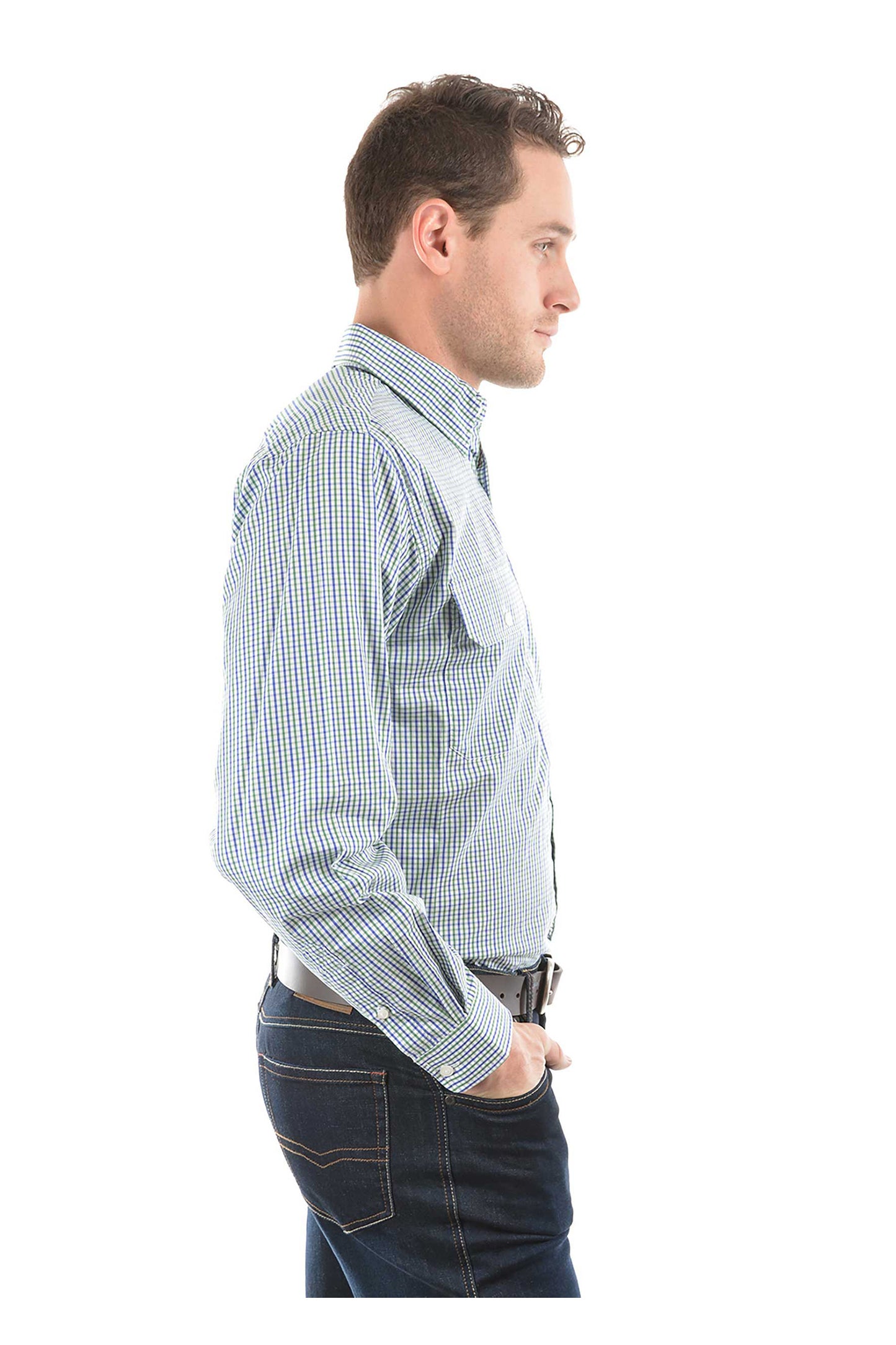 TCP1115158 Thomas Cook Men's Wentworth LS Shirt Royal Blue & Green