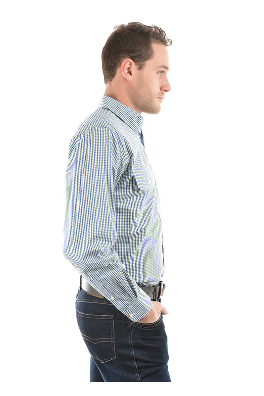 TCP1115158 Thomas Cook Men's Wentworth LS Shirt Royal Blue & Green