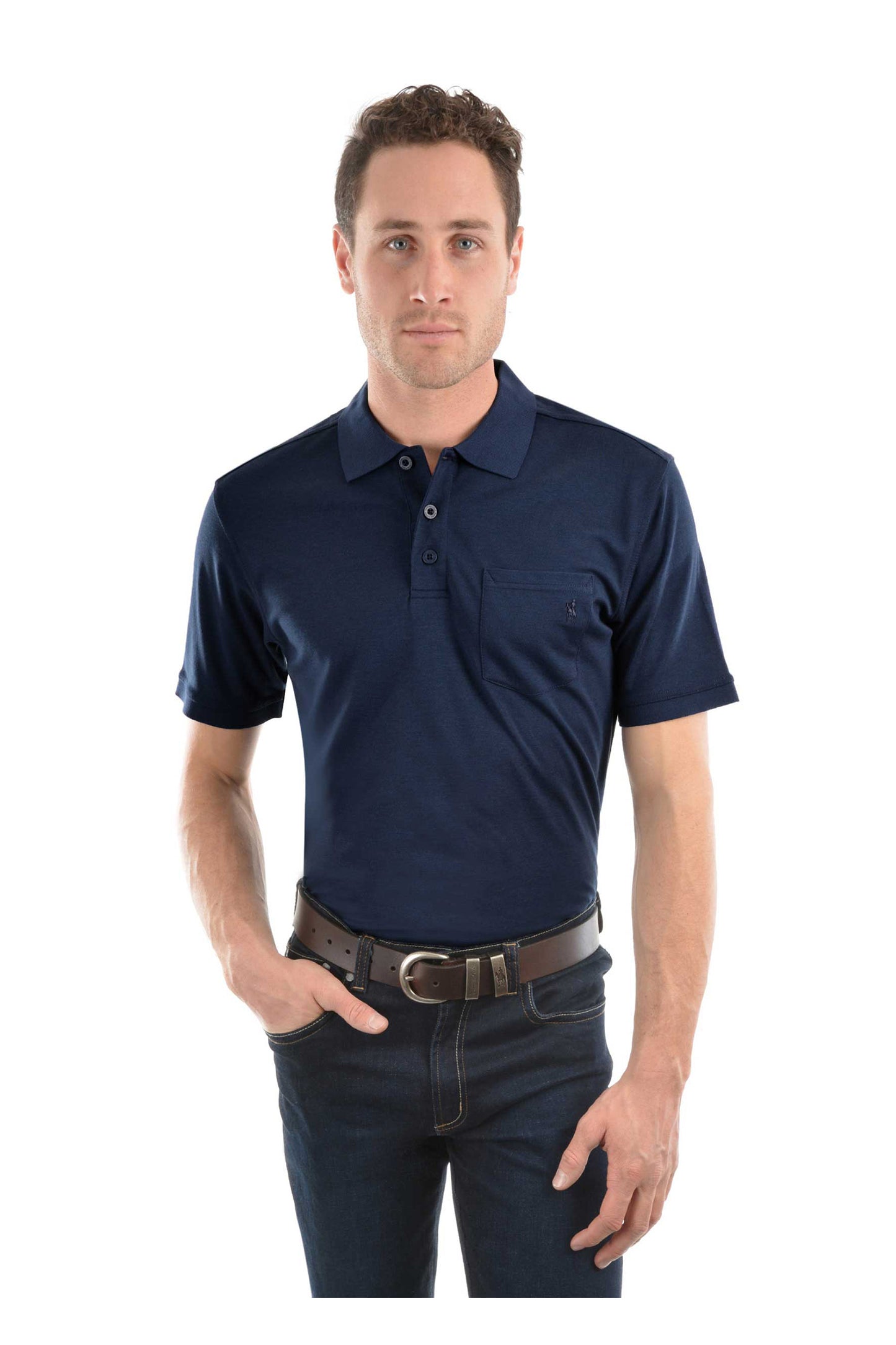 TCP1511045 Thomas Cook Men's Bamboo SS Polo Navy