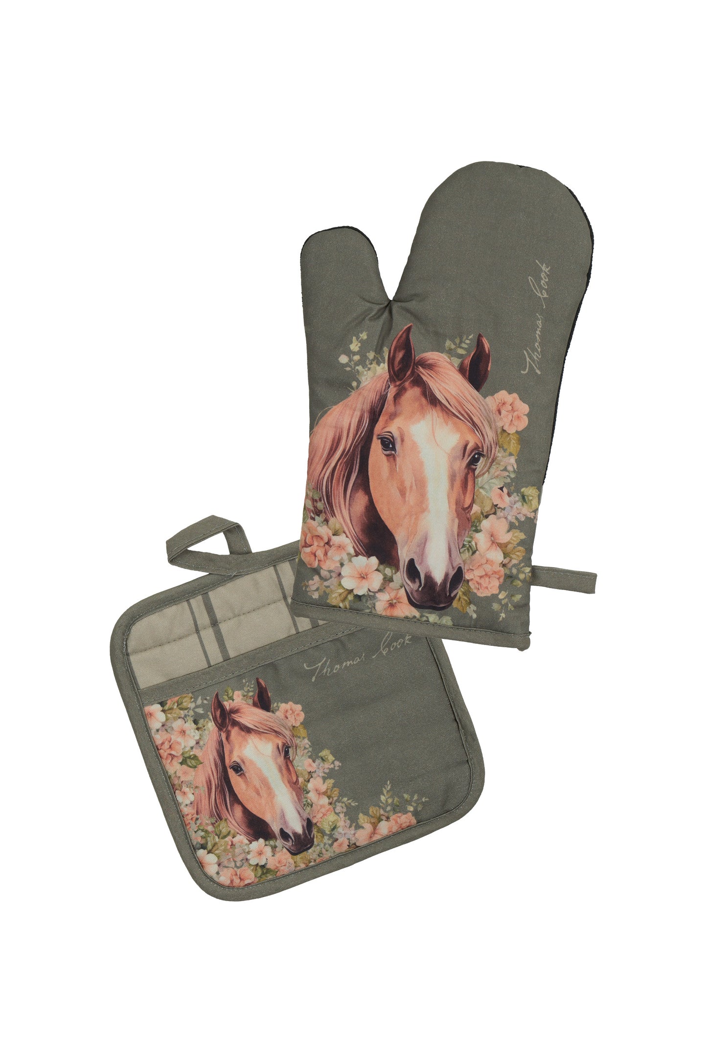 TCP2906OVN Thomas Cook Tea Oven Mitt & Pot Holder Set Sage