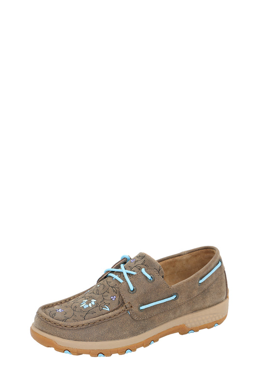TCWXC0076 Twisted X Women's Floral Cell stretch Lace Up Brown/ Sky