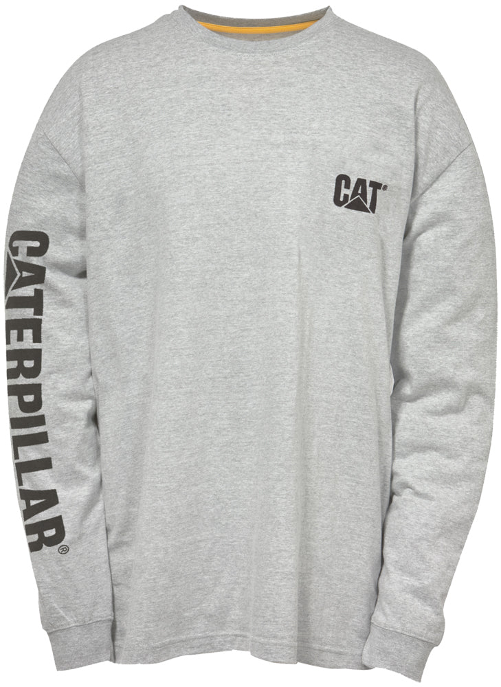 1510034 Cat Trade Mark Banner LS Shirt Grey