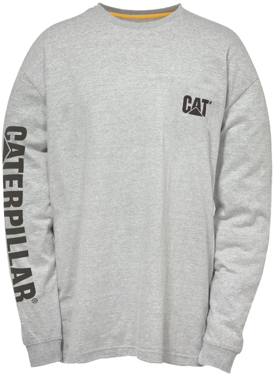1510034 Cat Trade Mark Banner LS Shirt Grey
