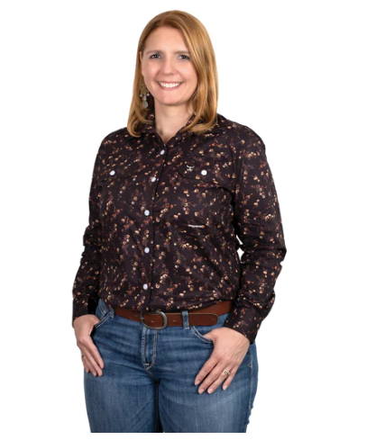 WWLS2398 Just Country Women's Abbey Workshirt Chocolate Roses