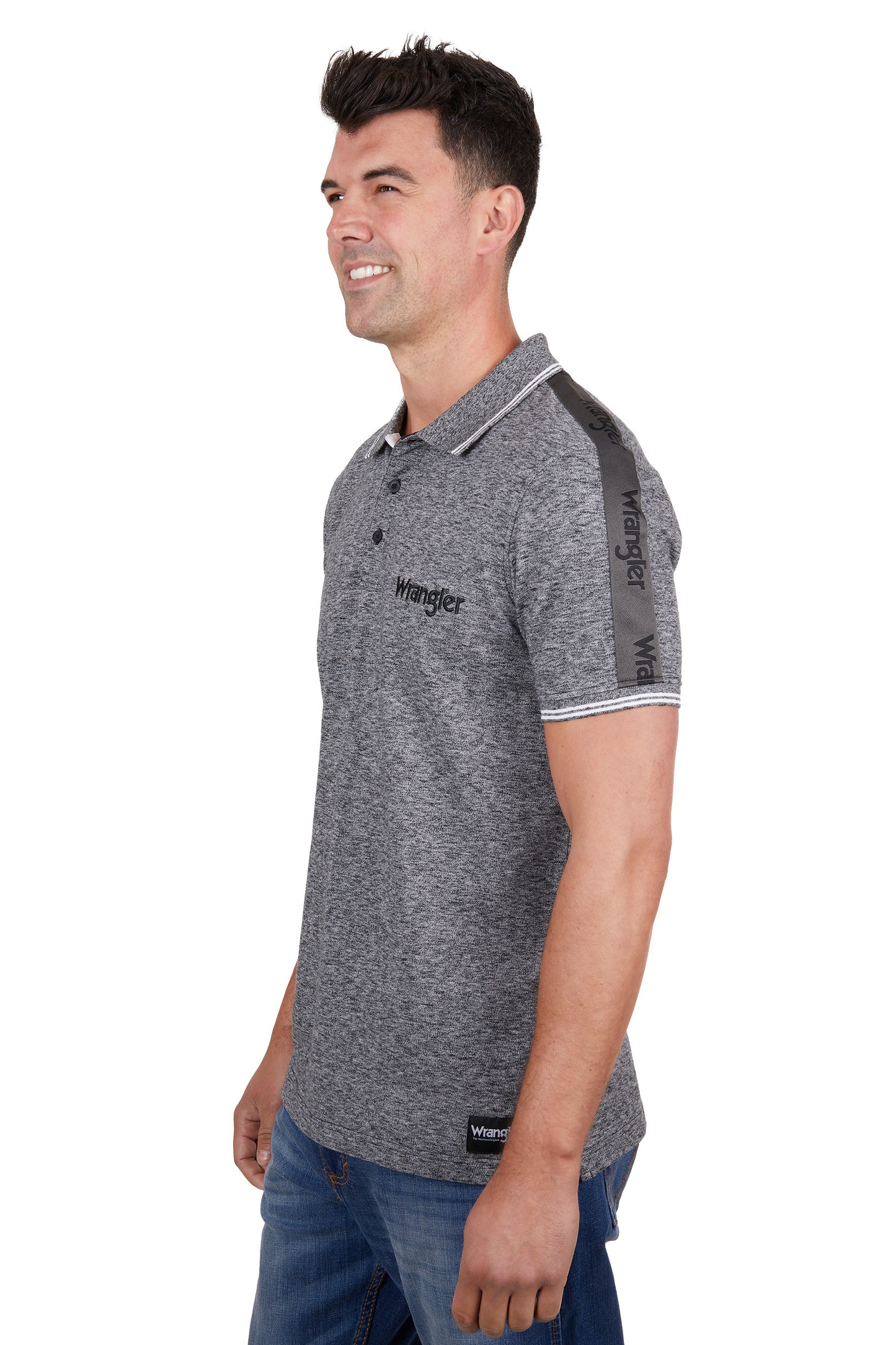 X4S1560188 Wrangler Men's Jackson SS Polo Charcoal Marle