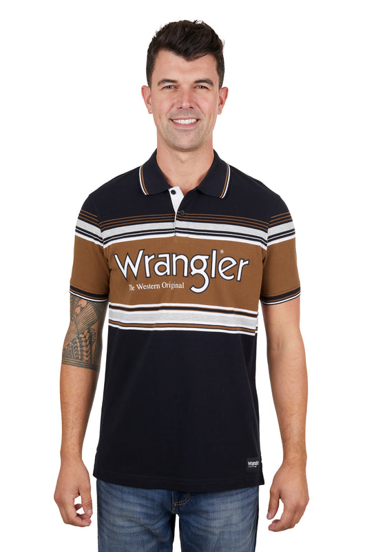 X4S1566183 Wrangler Men's Kane SS Polo Black/Tan