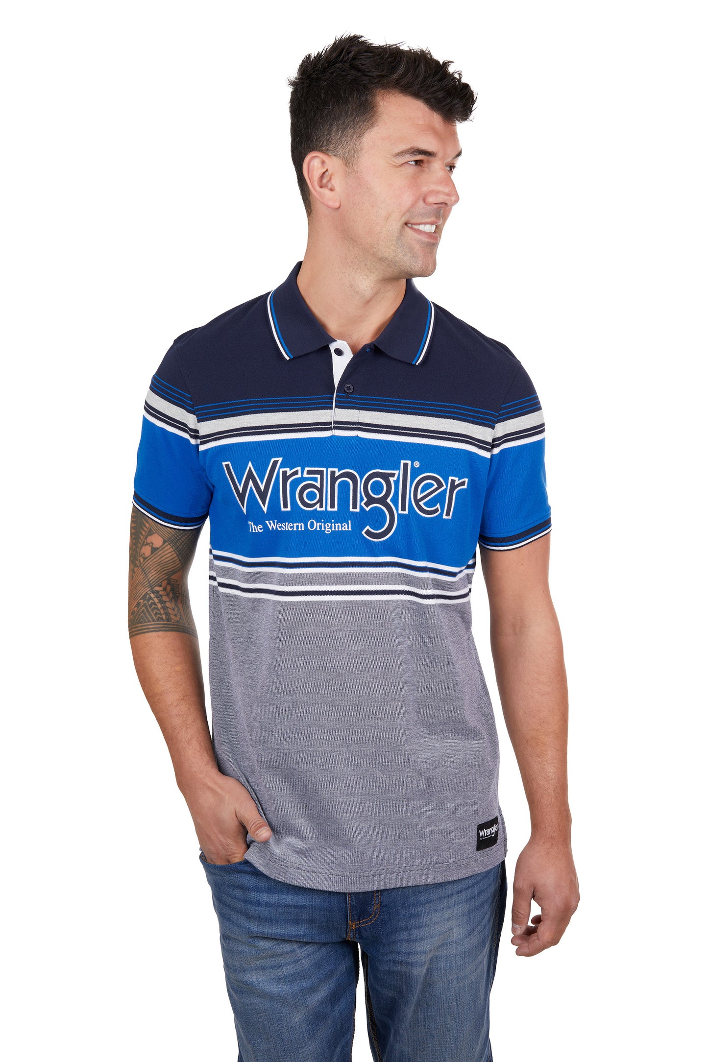 X4S1566185 Wrangler Men's Joel SS Polo Navy/Royal