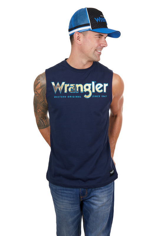 X4S1572175 Wrangler Men's Nico Muscle Tank Navy