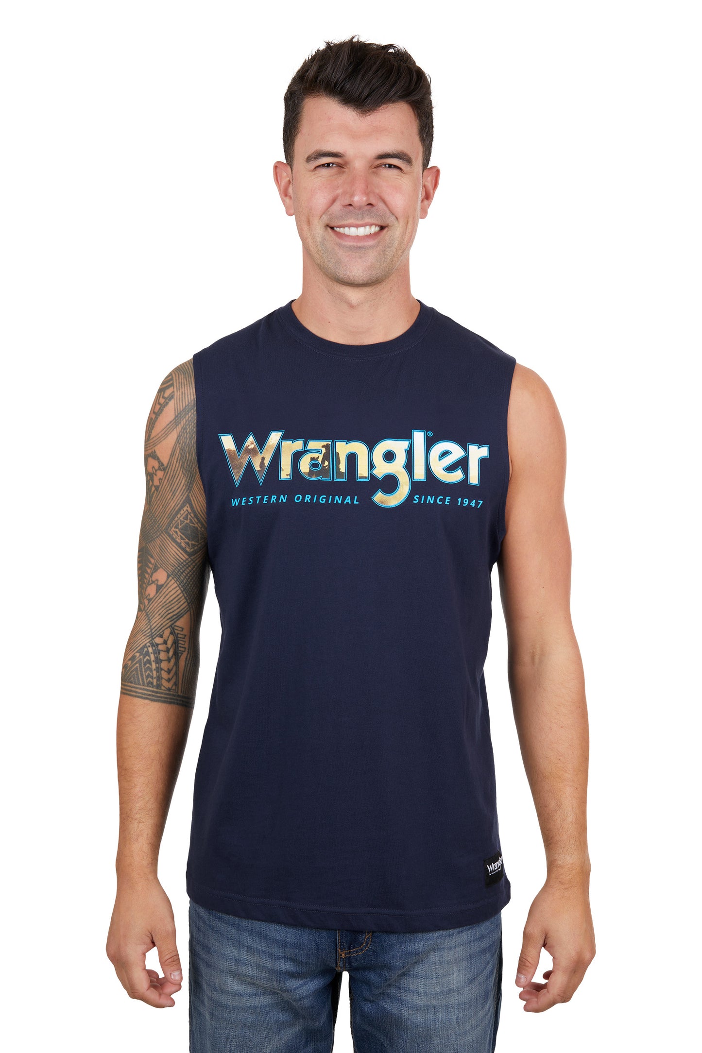 X4S1572175 Wrangler Men's Nico Muscle Tank Navy