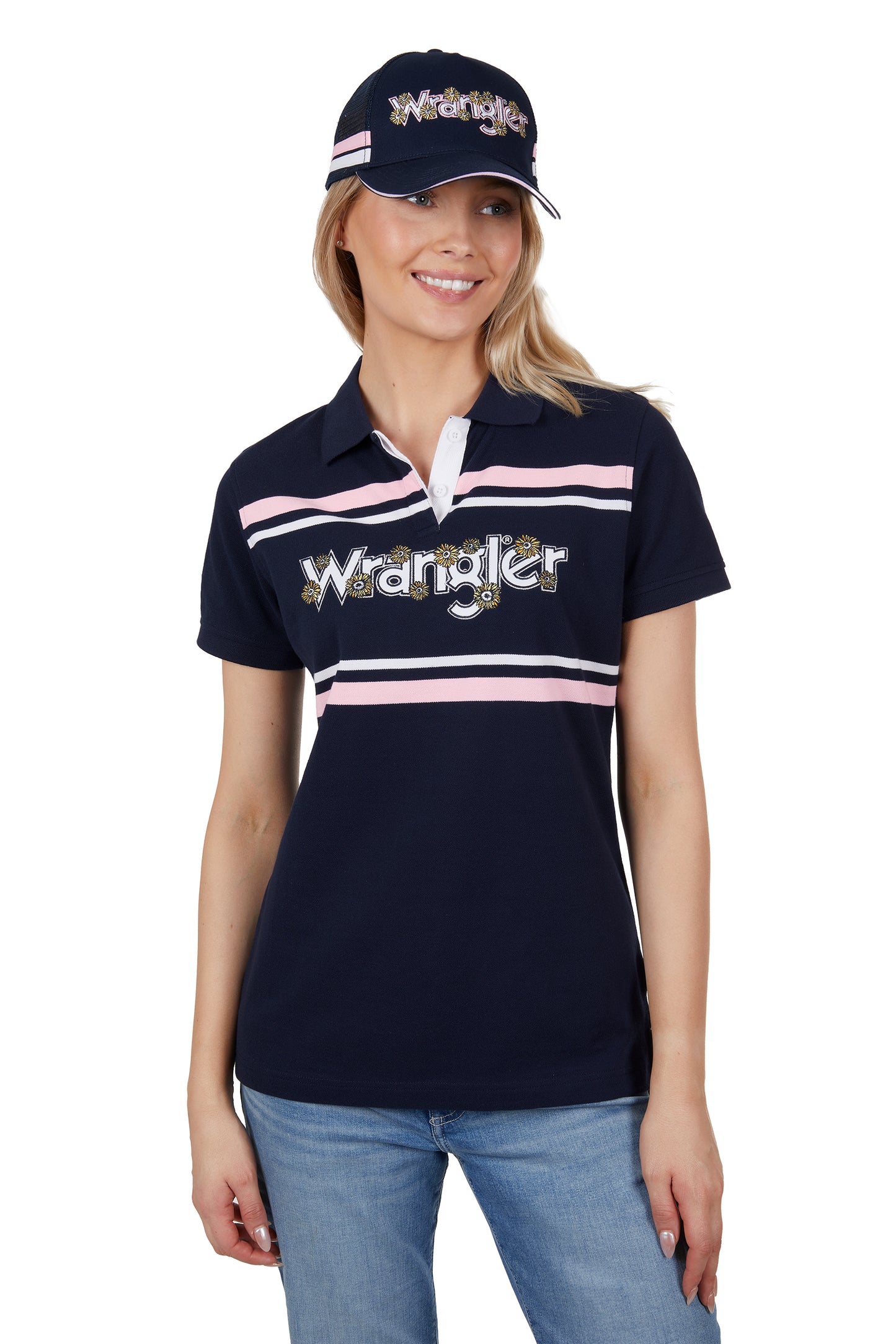 X4S2565132 Wrangler Women's Daisy SS Polo Navy