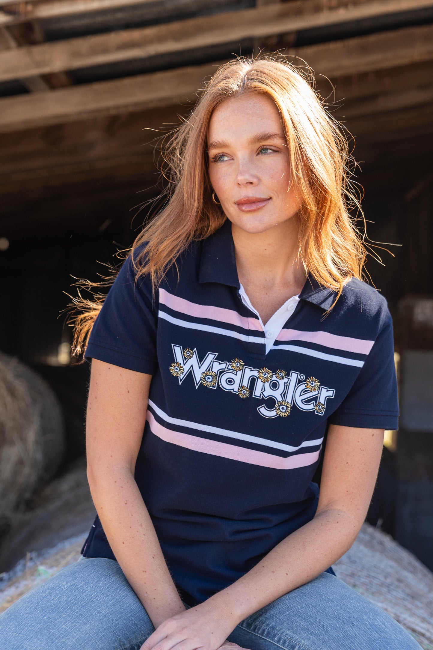 X4S2565132 Wrangler Women's Daisy SS Polo Navy