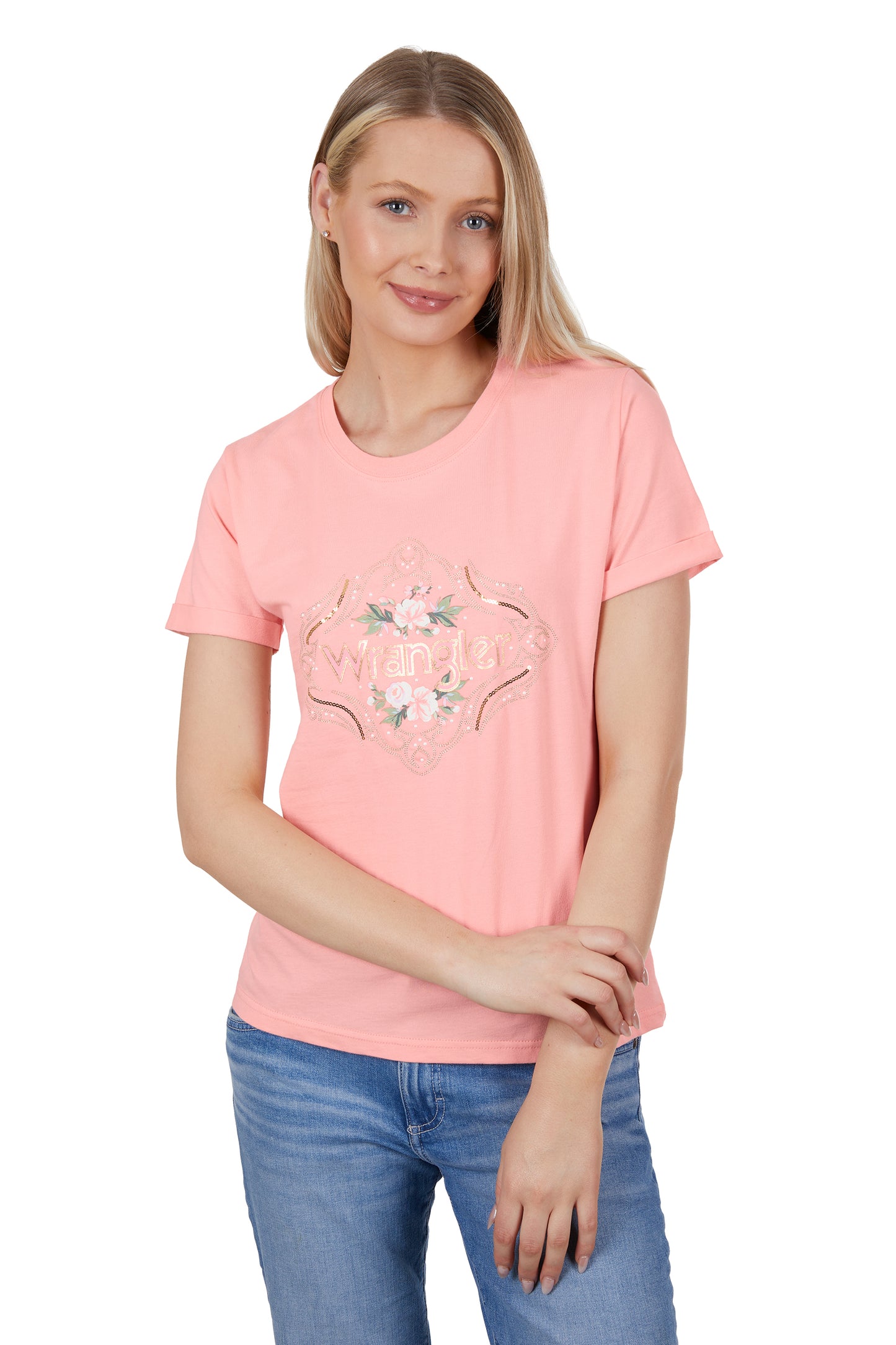 X4S2598142 Wrangler Women's Darcy SS Tee Peach