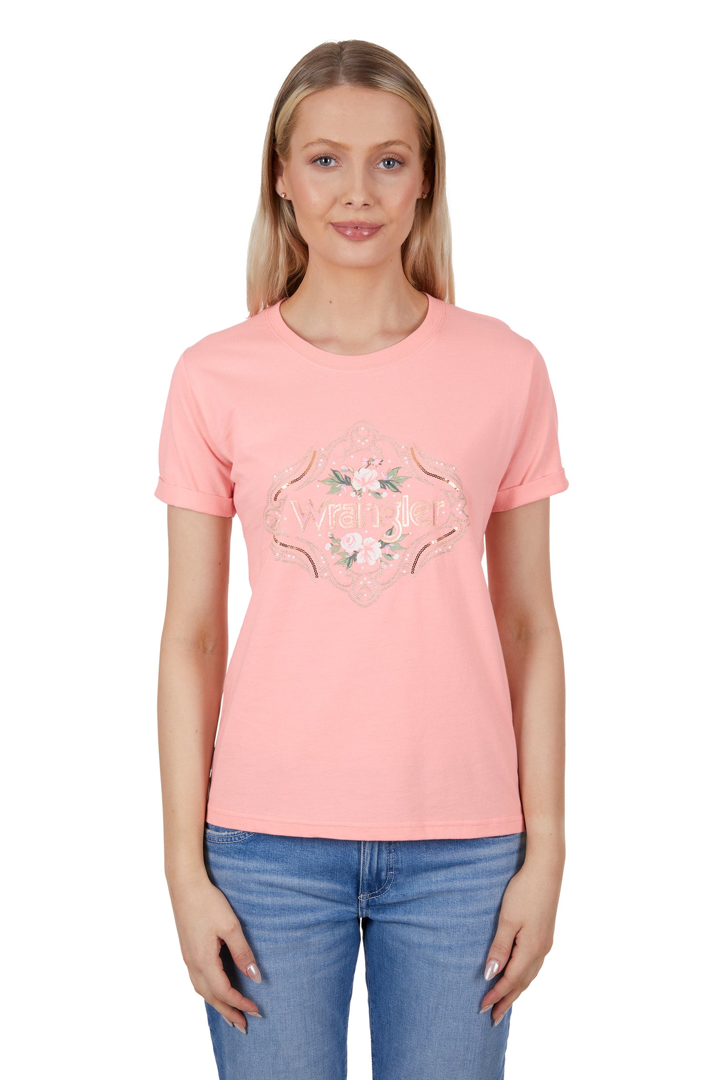 X4S2598142 Wrangler Women's Darcy SS Tee Peach