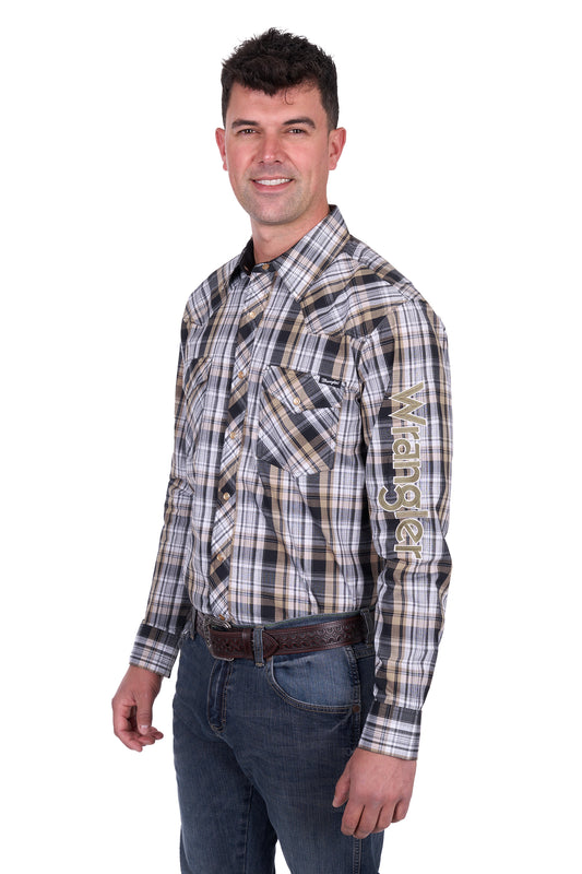 X5S1111361 Wrangler Men's Joel Logo LS Shirt
