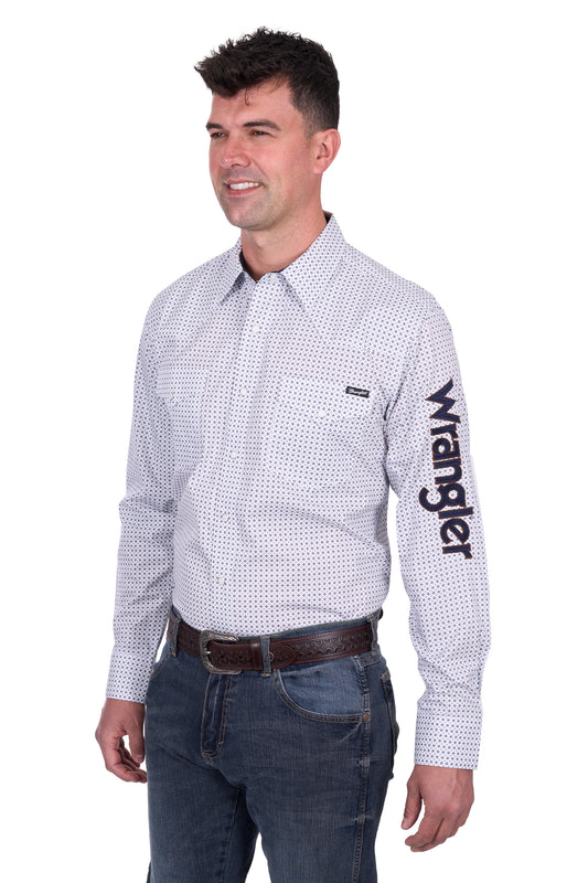 X5S1111363 Wrangler Men's Brent Logo LS Shirt