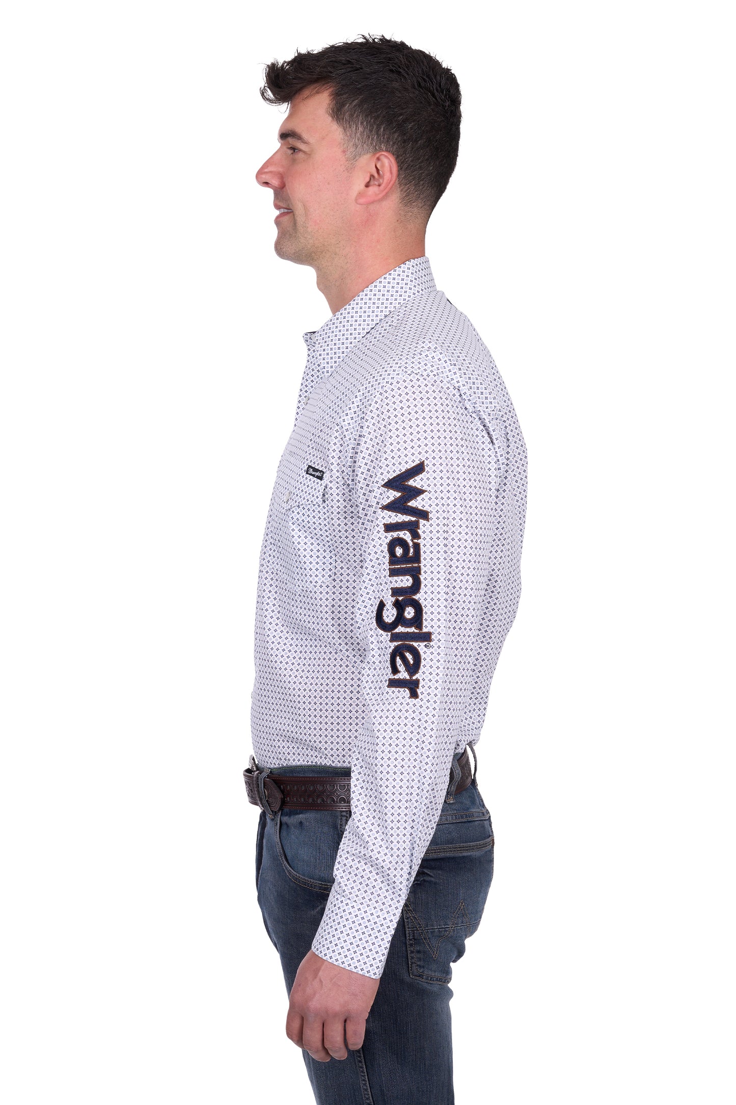 X5S1111363 Wrangler Men's Brent Logo LS Shirt