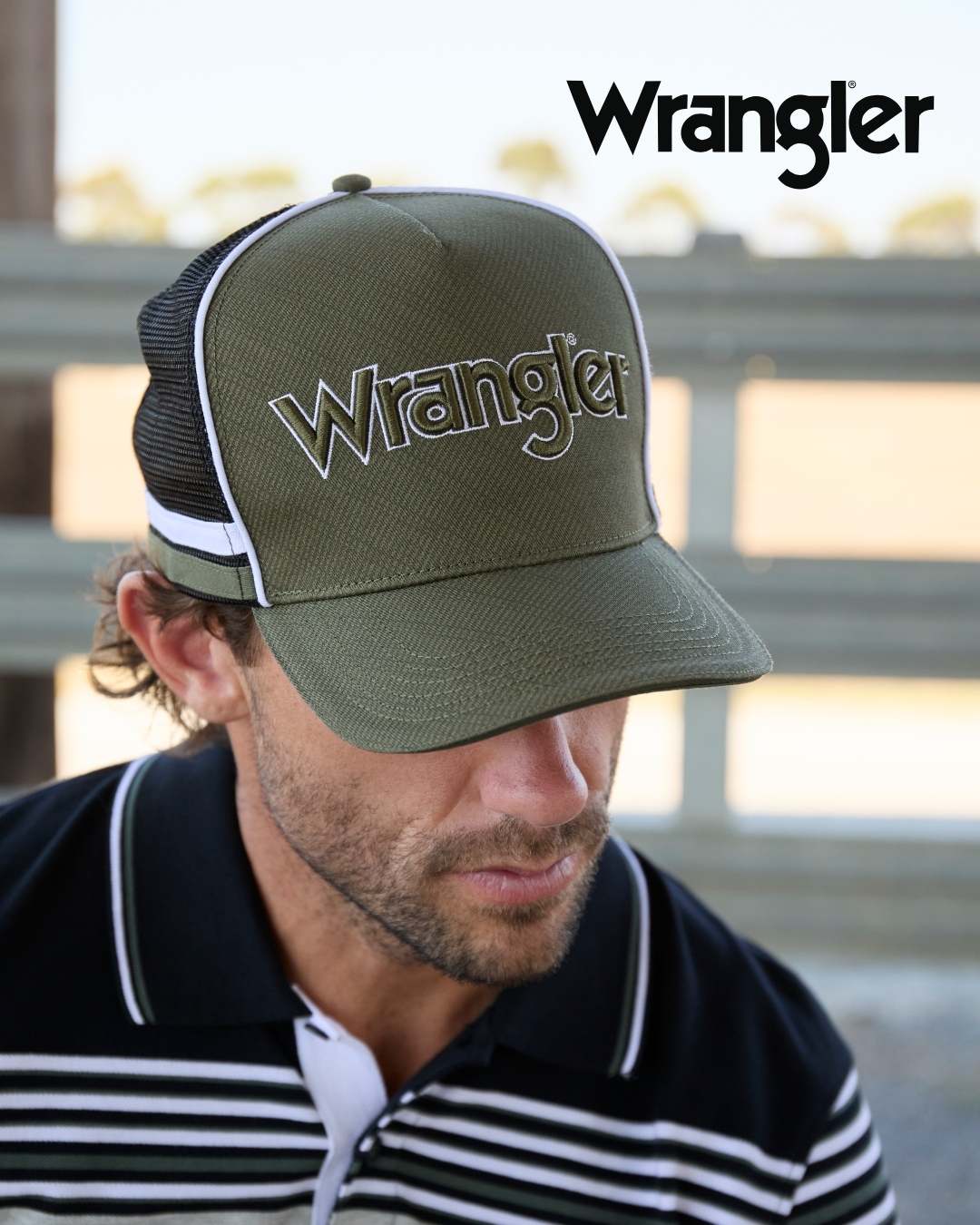 X5S1946CAP Wrangler Logo HP Trucker Cap