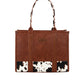 X5S2935BAG Wrangler Cow Print Tote Bag Dark Tan
