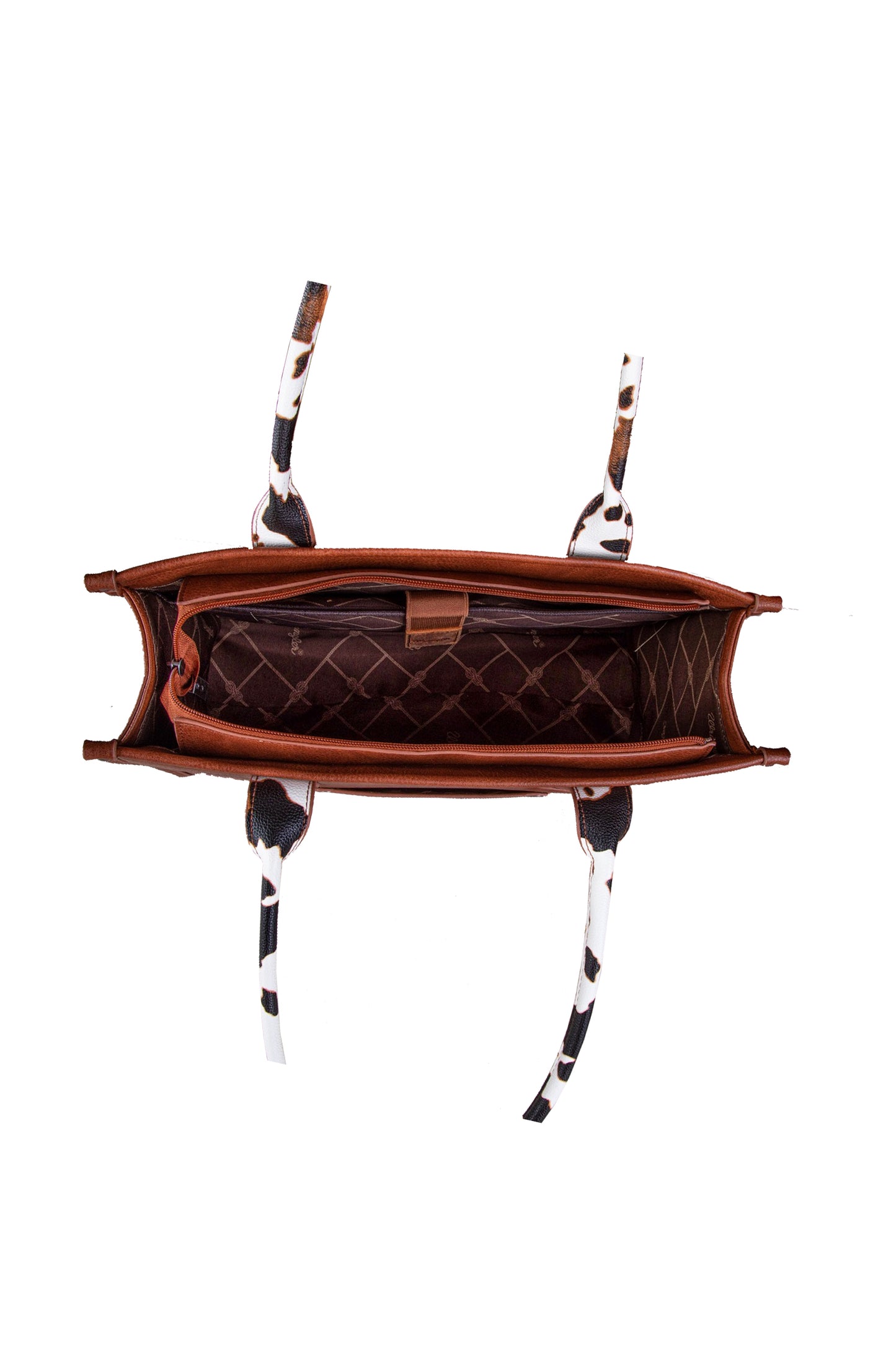 X5S2935BAG Wrangler Cow Print Tote Bag Dark Tan