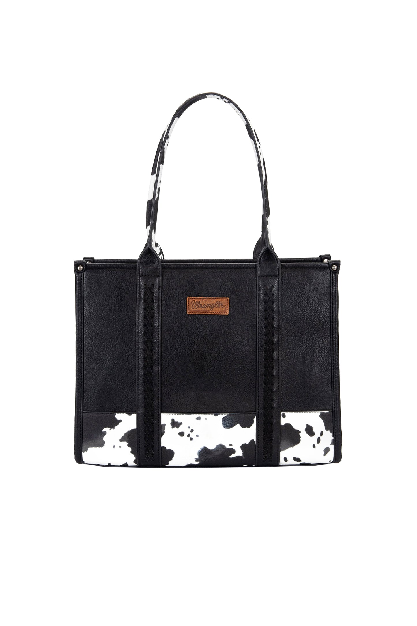 X5S2935BAG Wrangler Cow Print Tote Bag Dark Black