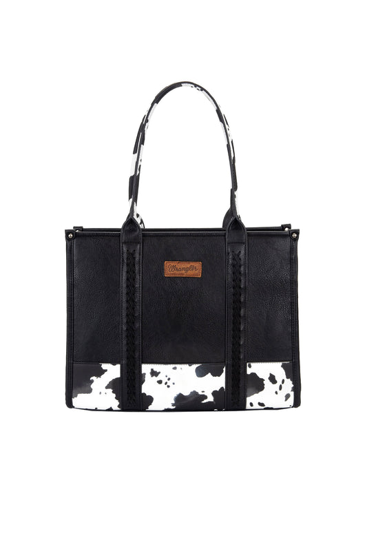 X5S2935BAG Wrangler Cow Print Tote Bag Dark Black