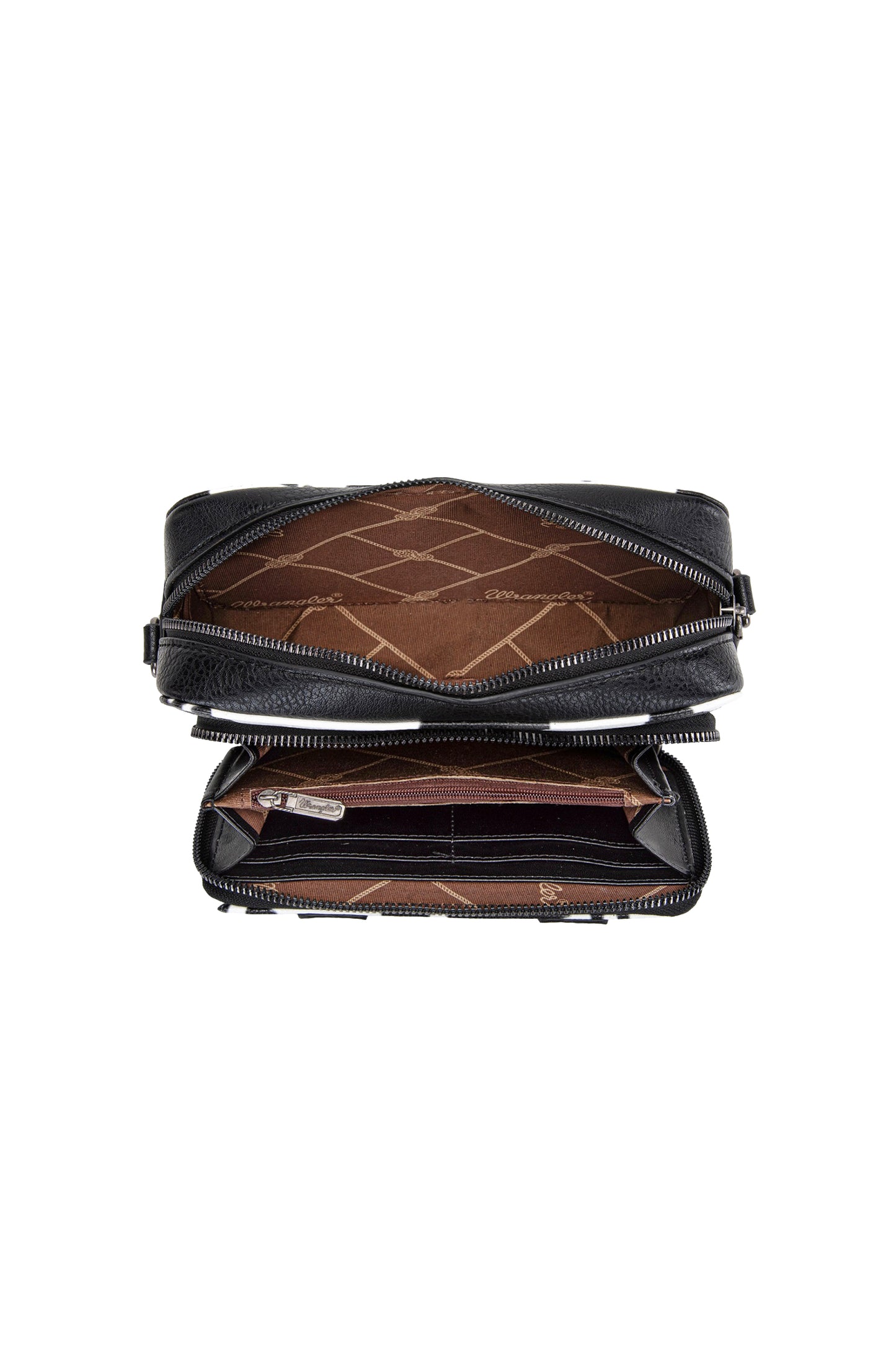 X5S2936BAG Wrangler Cow Print Small Crossbody Bag Dark Black