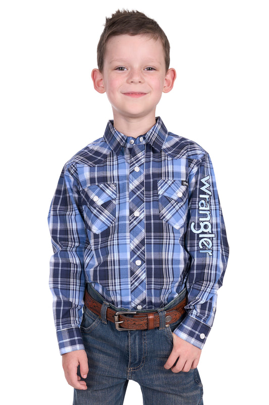 X5S3111362 Wrangler Boys Billy Logo LS Shirt