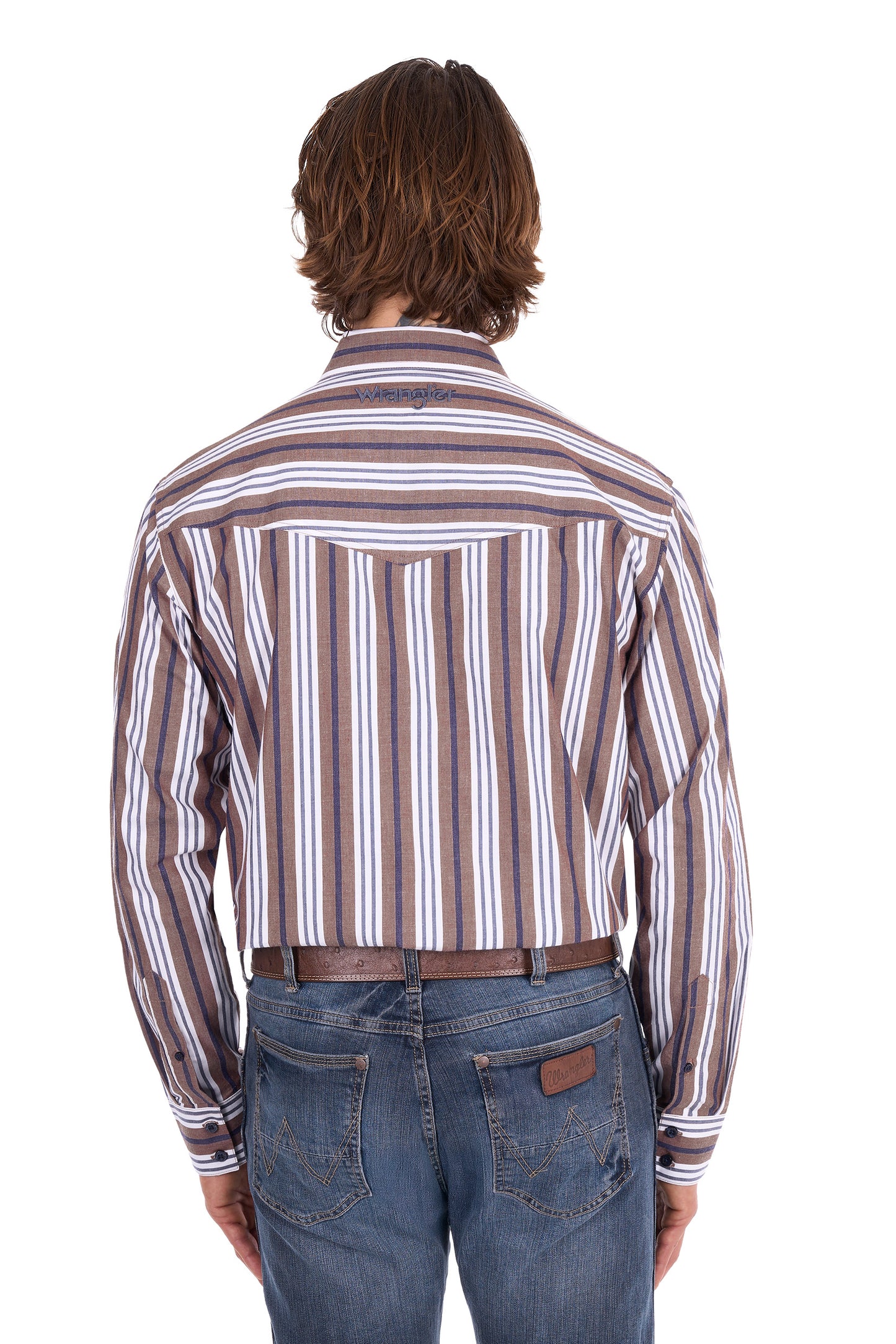 X6S151111659 Wrangler Men's Eli Logo LS Shirt Denim/Tan