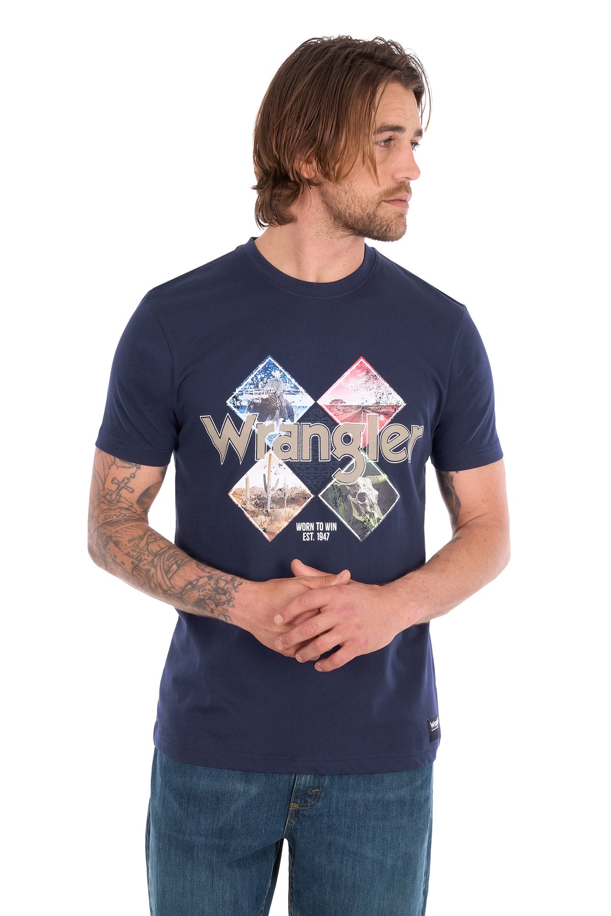 X6S1557688 Wrangler Men's Mark SS Tee Navy