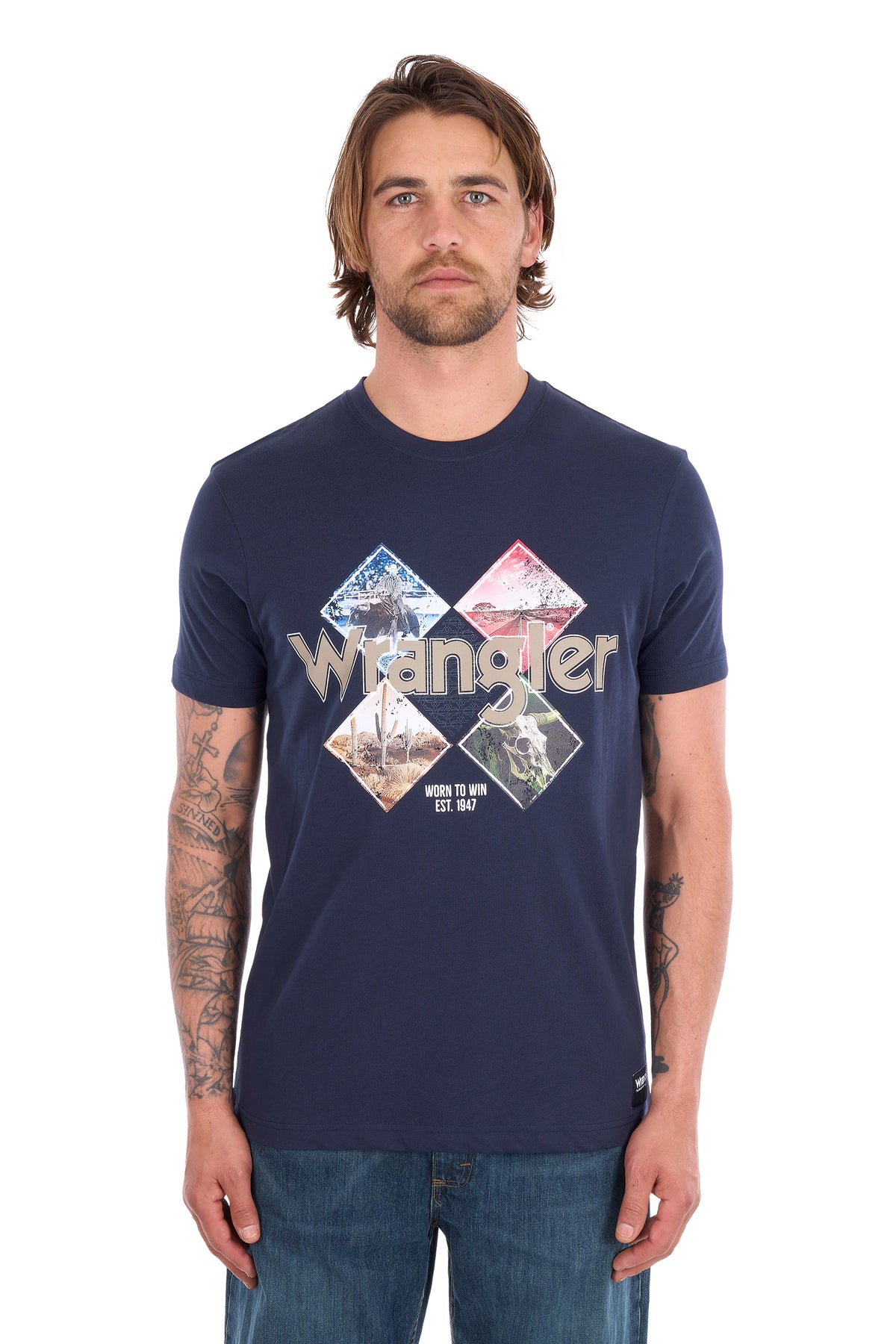 X6S1557688 Wrangler Men's Mark SS Tee Navy