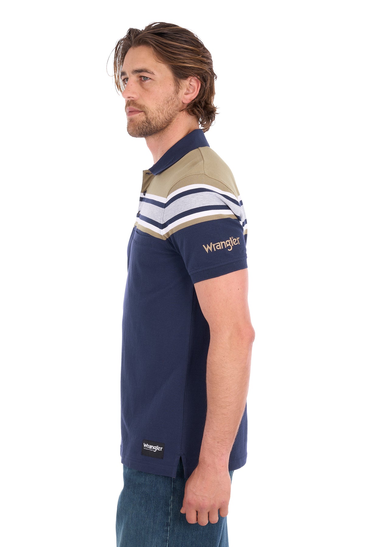 X6S1560678 Wrangler Men's Tyrone 1PKT SS Navy/Tan