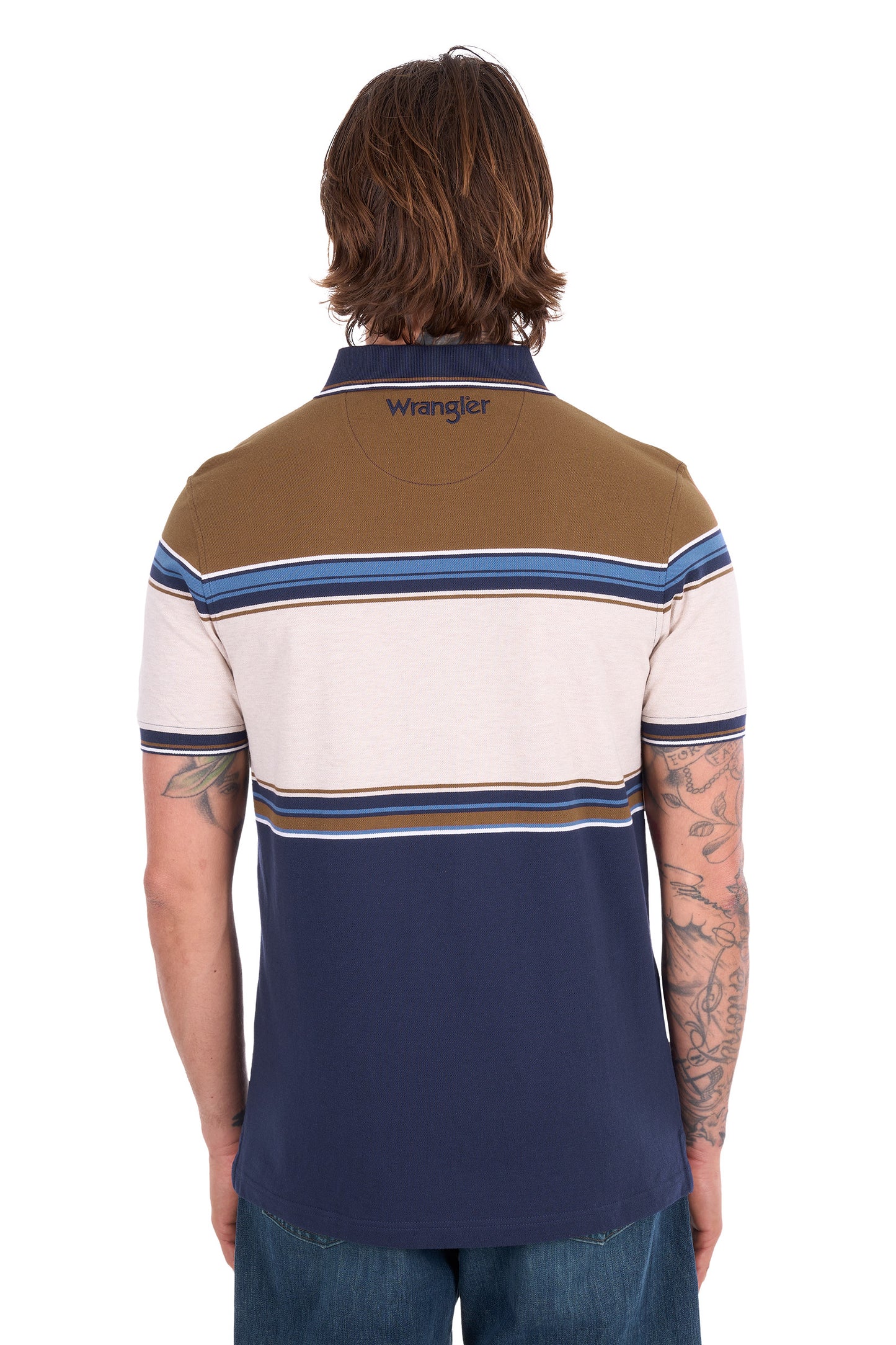X6S1566675 Wrangler Men's Daniel SS Polo Navy/Tan