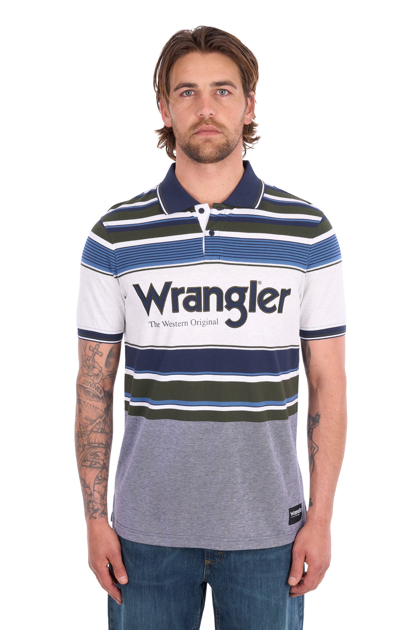 X6S1566676 Wrangler Men's Henry SS Polo Navy/Cypress