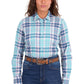 X6S2100607 Wrangler Women's Luisa LS Shirt Teal/Pink
