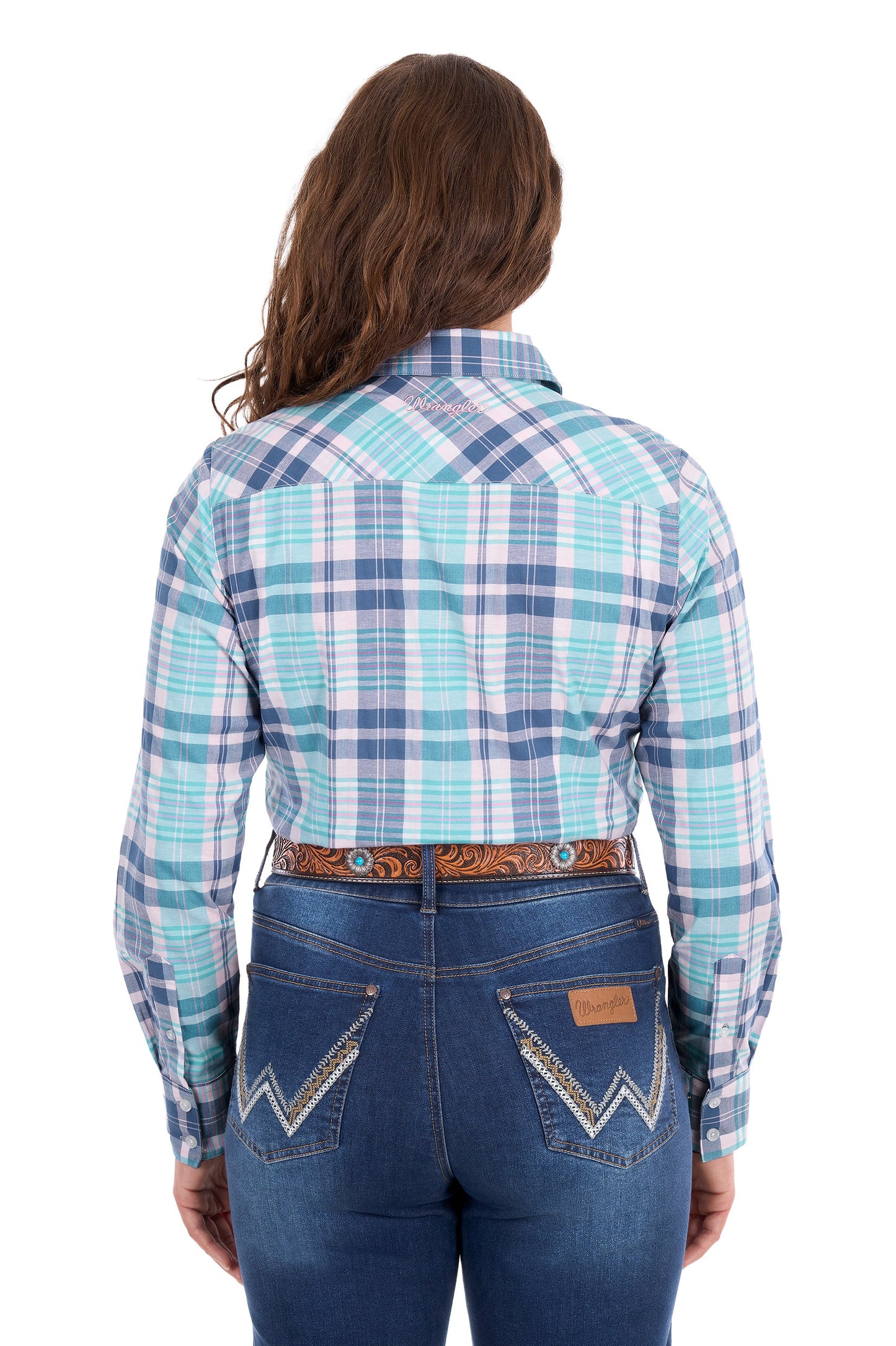 X6S2100607 Wrangler Women's Luisa LS Shirt Teal/Pink