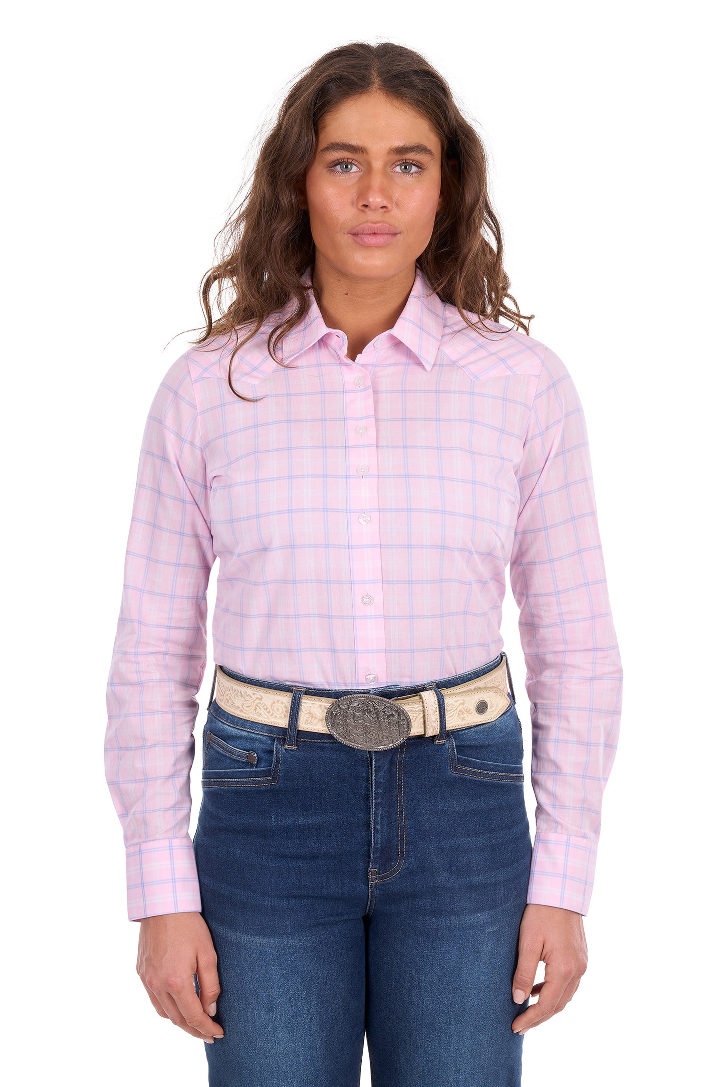X6S2101601 Wrangler Women's Essie LS Shirt Pink/Blue