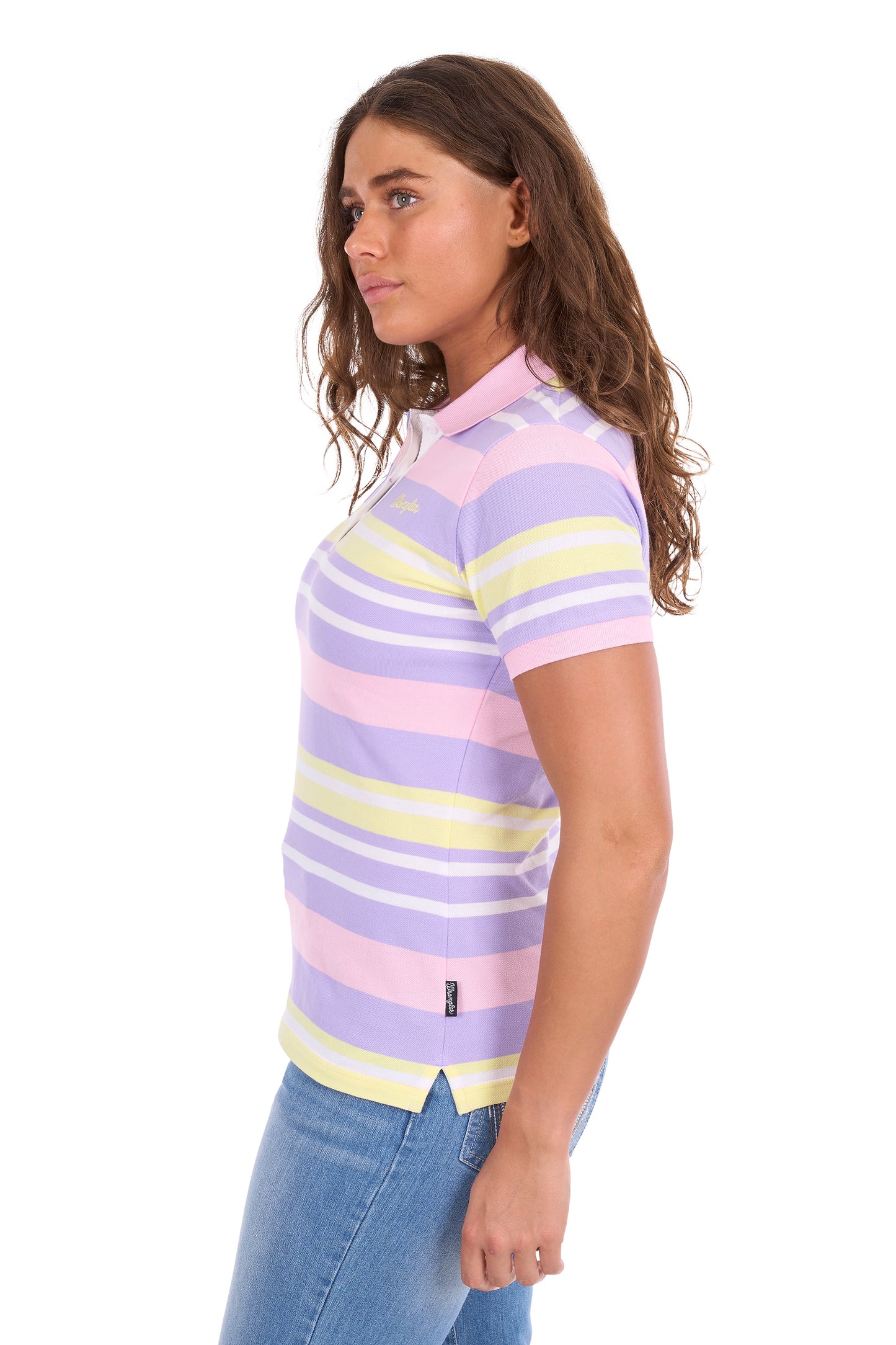 X6S2514626 Wrangler Women's Quinn SS Polo Lavender/Yellow