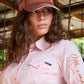 X6S2939CAP Wrangler Women's Jenna HP Ponytail Trucker Cap Copper