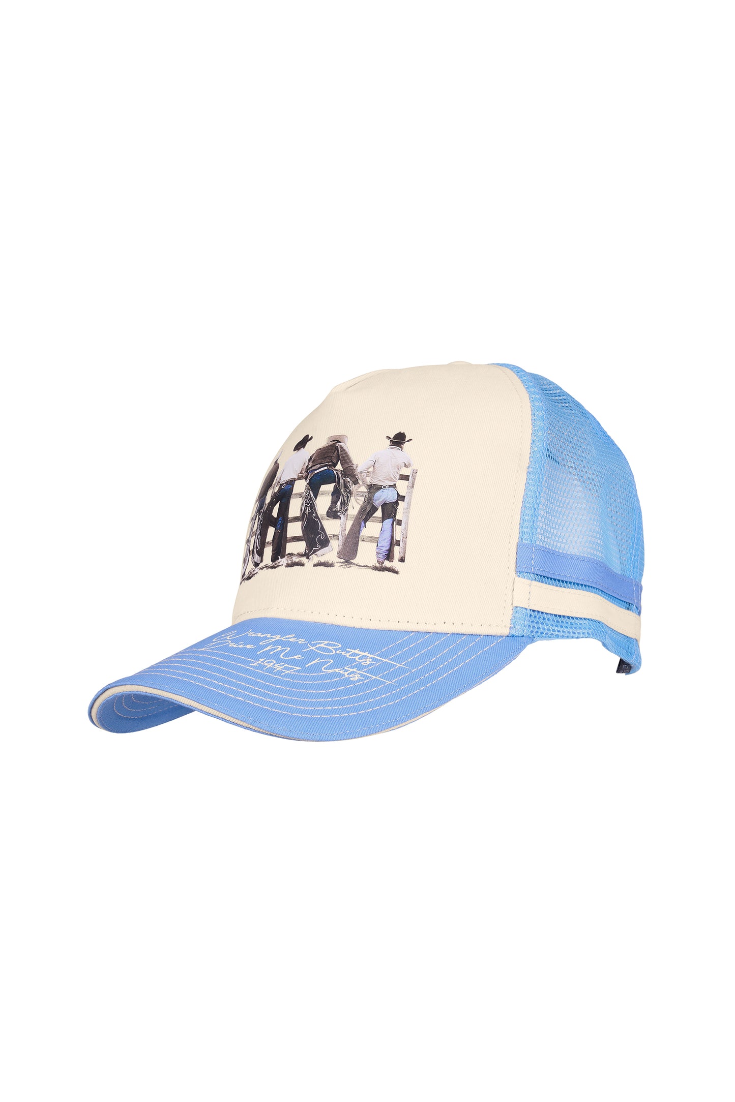 X6S2943CAP Wrangler Women's Josie HP Trucker Cap Cream/Light Blue