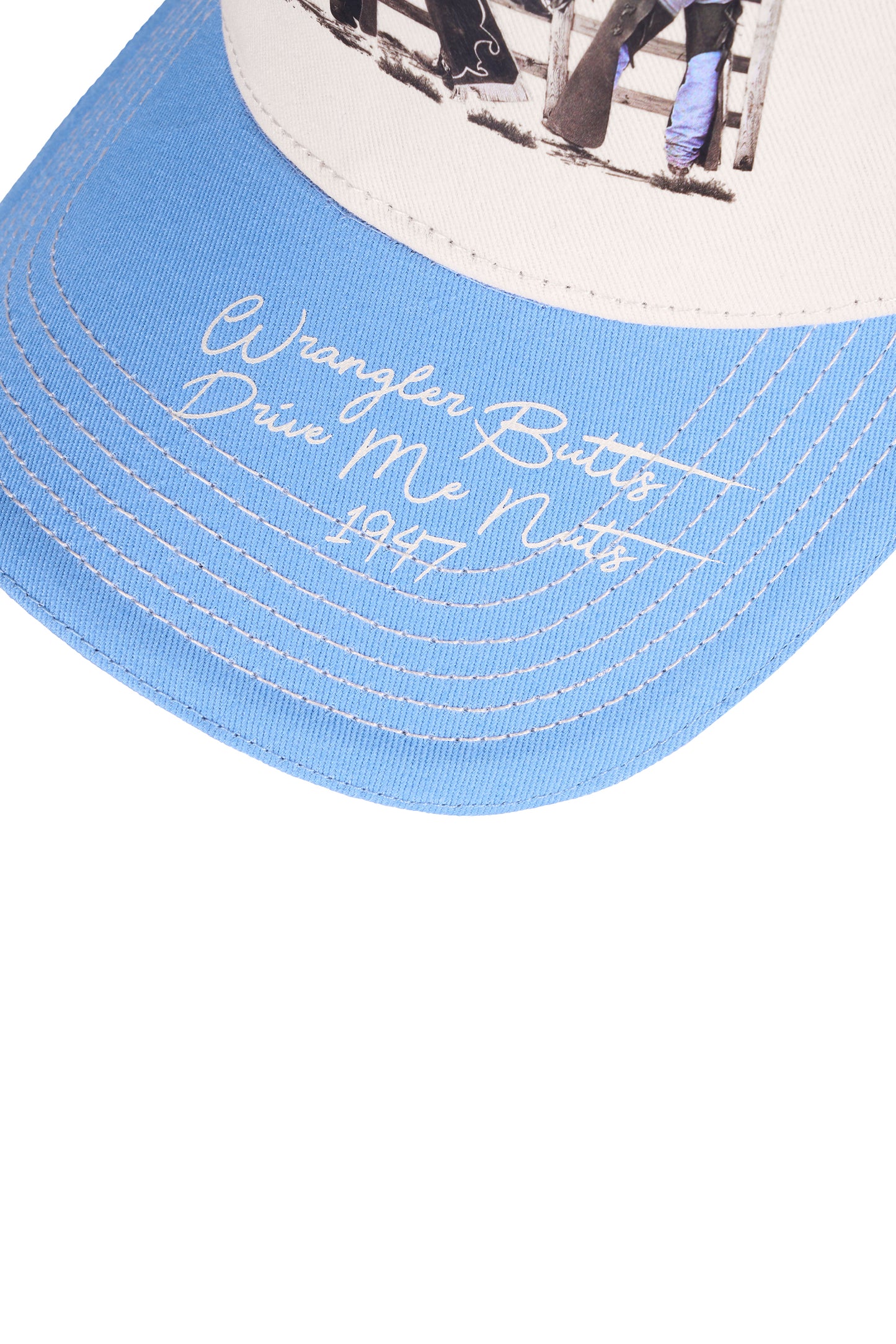 X6S2943CAP Wrangler Women's Josie HP Trucker Cap Cream/Light Blue