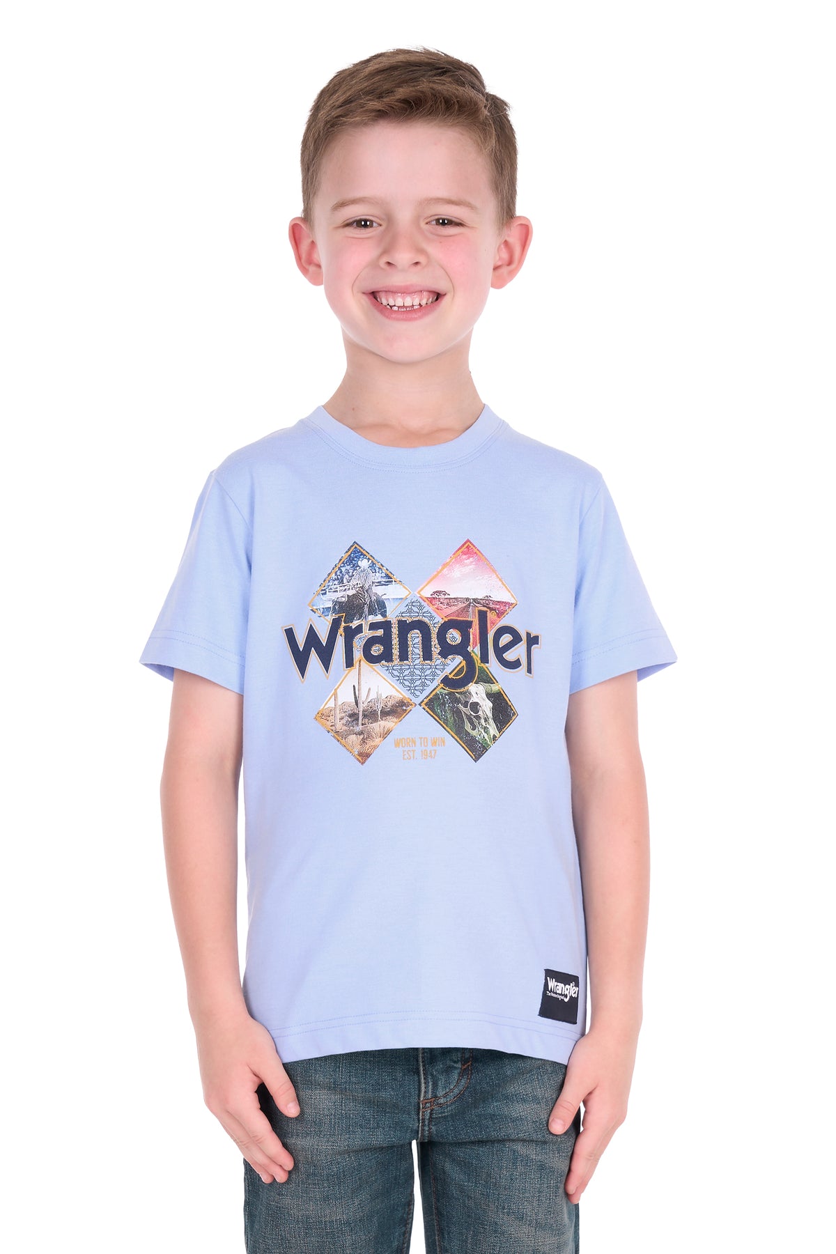 X6S3557688 Wrangler Boy's Mark SS Tee Light Blue