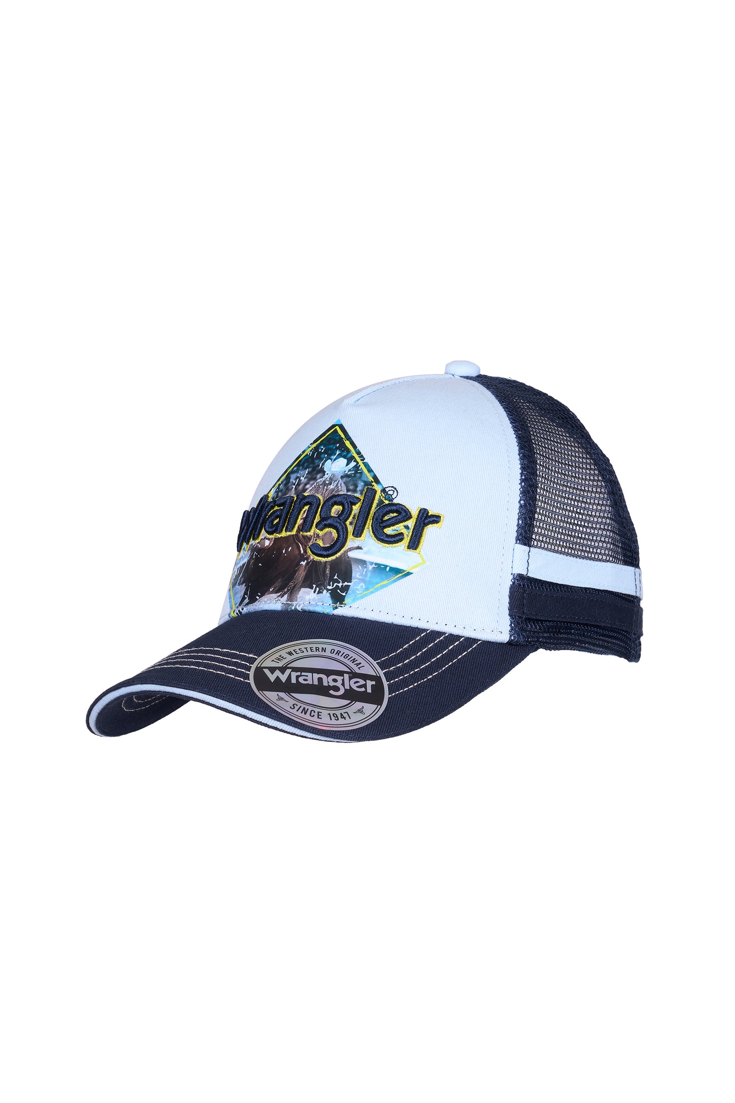 X6S3947CAP Wrangler Boy's Bruno Trucker Cap LT Blue/Navy