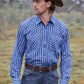 X6W1111487 Wrangler Men's Roy LS Shirt Denim/White