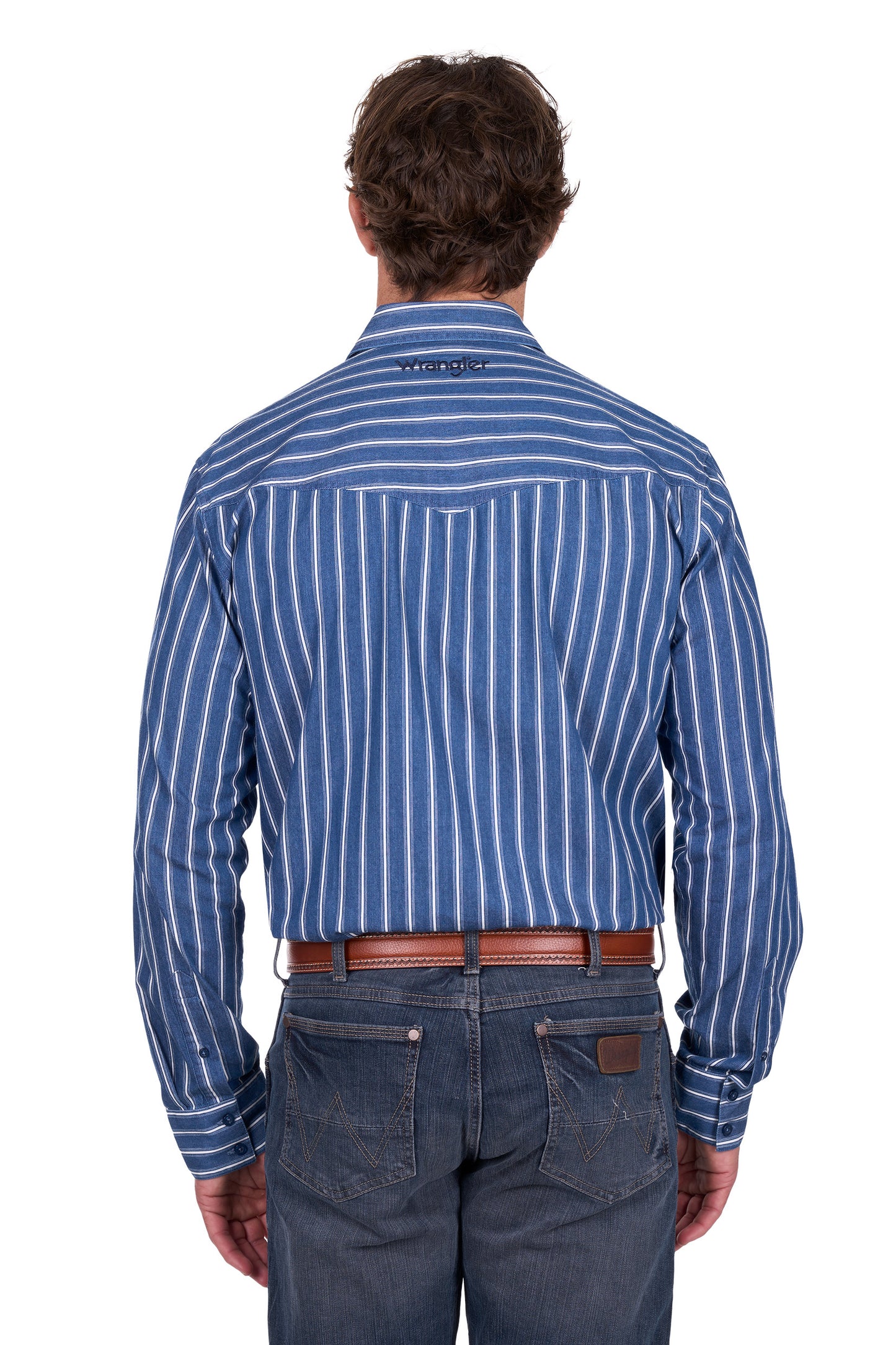 X6W1111487 Wrangler Men's Roy LS Shirt Denim/White
